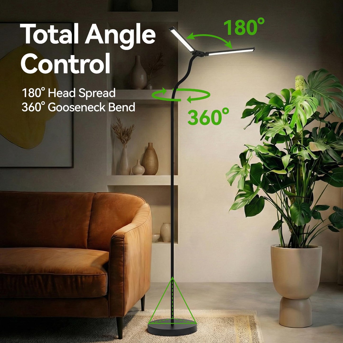 3CCT Grow Lights for Indoor Plants, 168 Full Spectrum LED Plant Light for Indoor Growing with 180° Expandable Lamp Head, 4/8/12H, Dimmable, 67in Tall Adjustable Standing Grow Light with 360° Gooseneck