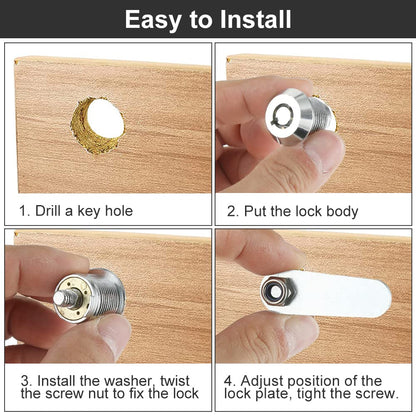 Thread Tubular Cam Lock 16mm Zinc Alloy Security Drawer Cam Cylinder Lock with 2 Keys for Door Mailbox Cabinet Cupboard Letterbox Silver