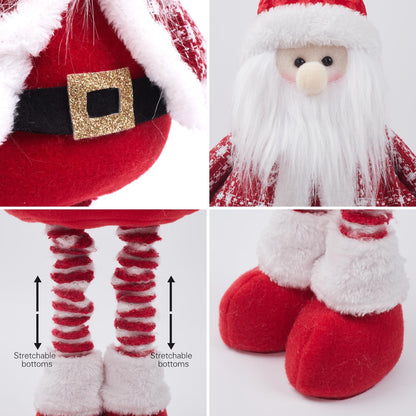JIAHG Christmas Decorations Standing Fabric Santa Claus Snowman Reindeer with Stretchy Legs Christmas Tree Party Favors for Home Office Tabletop Fireplace Shelf Figurine Xmas Decor Ornaments