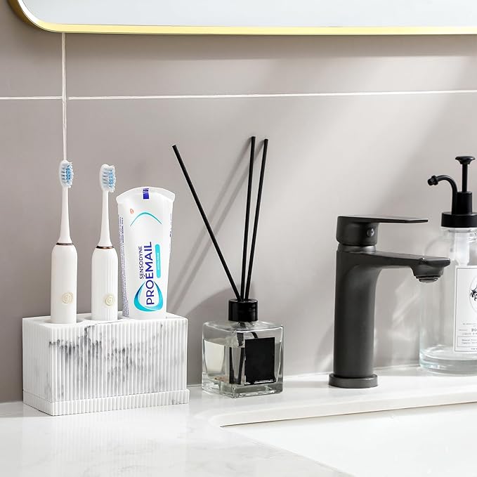 rejomiik Toothbrush Holders for Bathroom Countertop, 3 Slots Electric Tooth