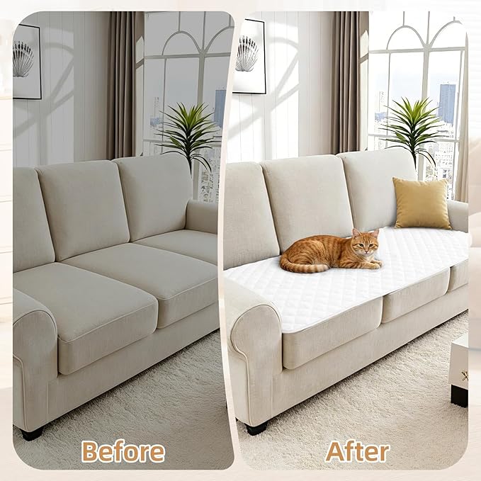 Dog Couch Cover for Sofa 100% Waterproof Faux Linen Sofa Covers for 3 Cushion
