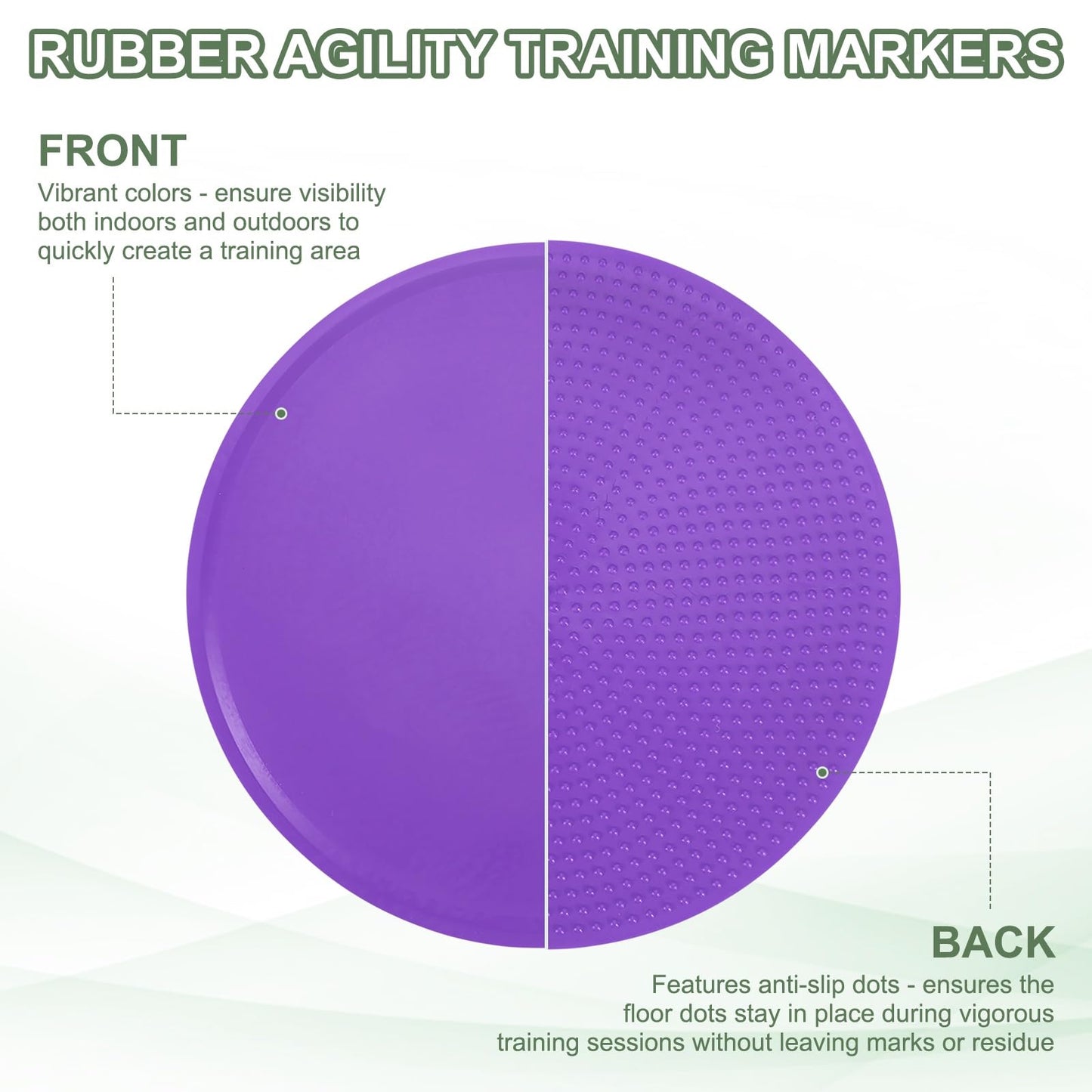 YELARXI Spot Markers, Poly Spot Marker for Agility Training Floor Dots Non Slip Flat Field Cones 9 Pcs & 4 in & Purple-for (Soccer/Speed Training/Gaming/Basketball/Dance Practice)