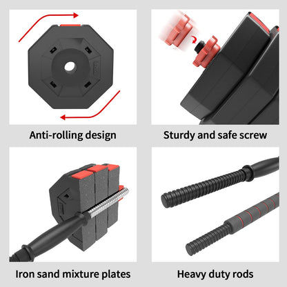 soges Adjustable Dumbbells Set, Iron sand mixture Octagonal designed Weights Dumbbells Set, Anti rolling Fitness Dumbbells HSYL001-30