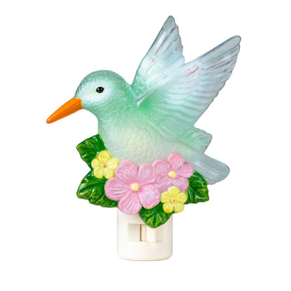 Novelty Lights LED Lamp Hummingbird with Flowers Spring Easter Decoration Night Light with Swivel Plug