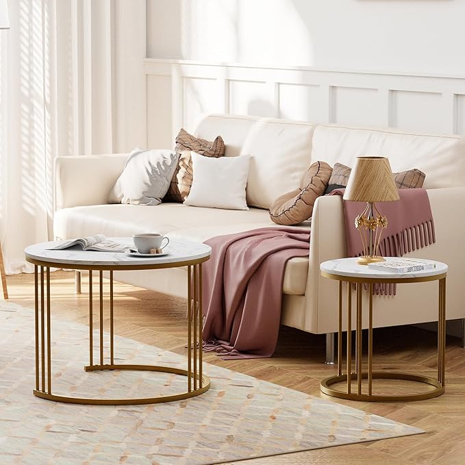 Garden 4 you Coffee Table Faux Marble Nesting Table