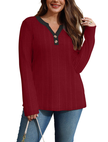 SAMPEEL Womens Sweaters Lightweight Long Sleeve Shirts V Neck Tops with Button Fall Outfits 2025