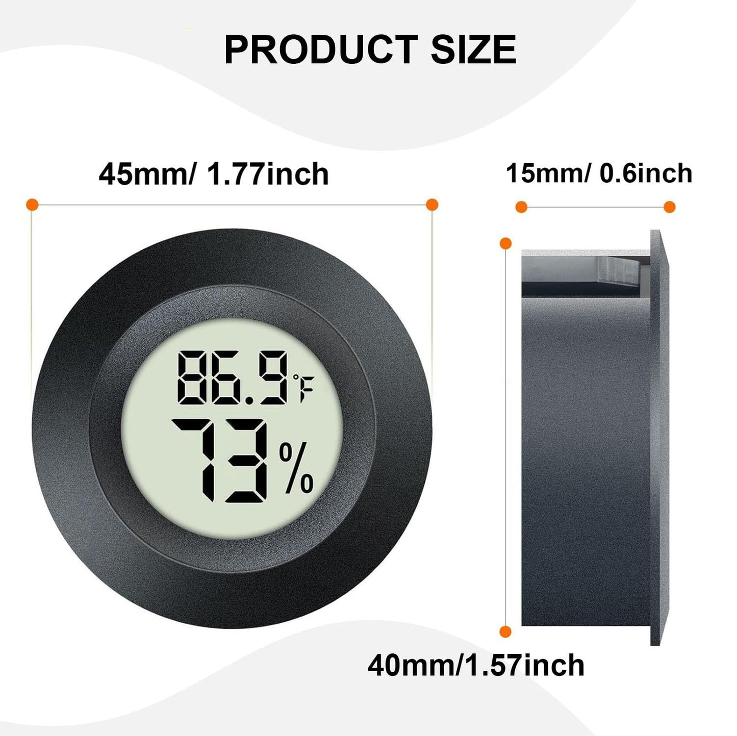2 Pack Hygrometer Thermometer Digital Humidity Meter Indoor/Outdoor Humidity Monitor Reptile Thermo-Hygrometer for Greenhouse Humidors Terrarium Jars, Fahrenheit (℉) /Celsius(℃) (2)