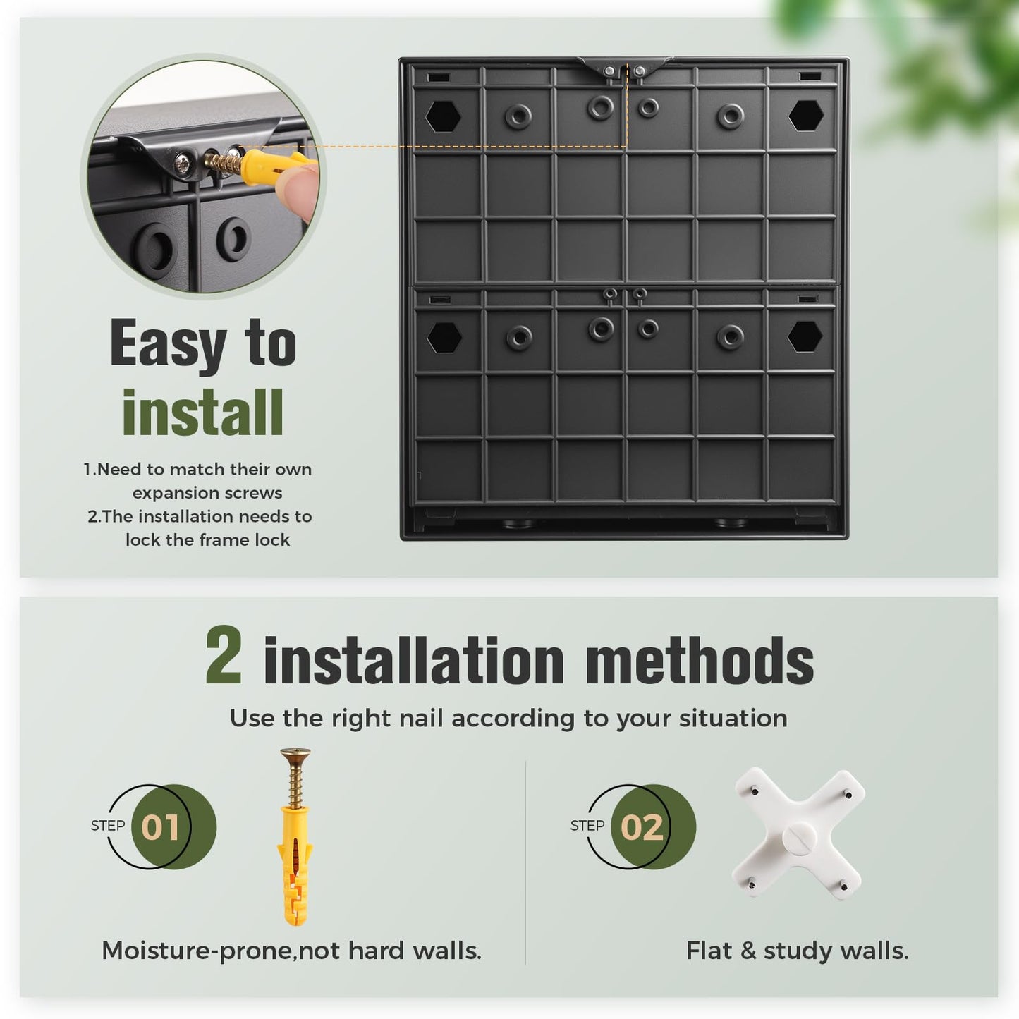 WHLZYEVA Wall-Mounted Vertical Garden Planter – Ready-to-Use Indoor Wall Planter with 4 Grow Pots – Perfect for Herbs, Succulents & Flowers – No Assembly Required(Black)