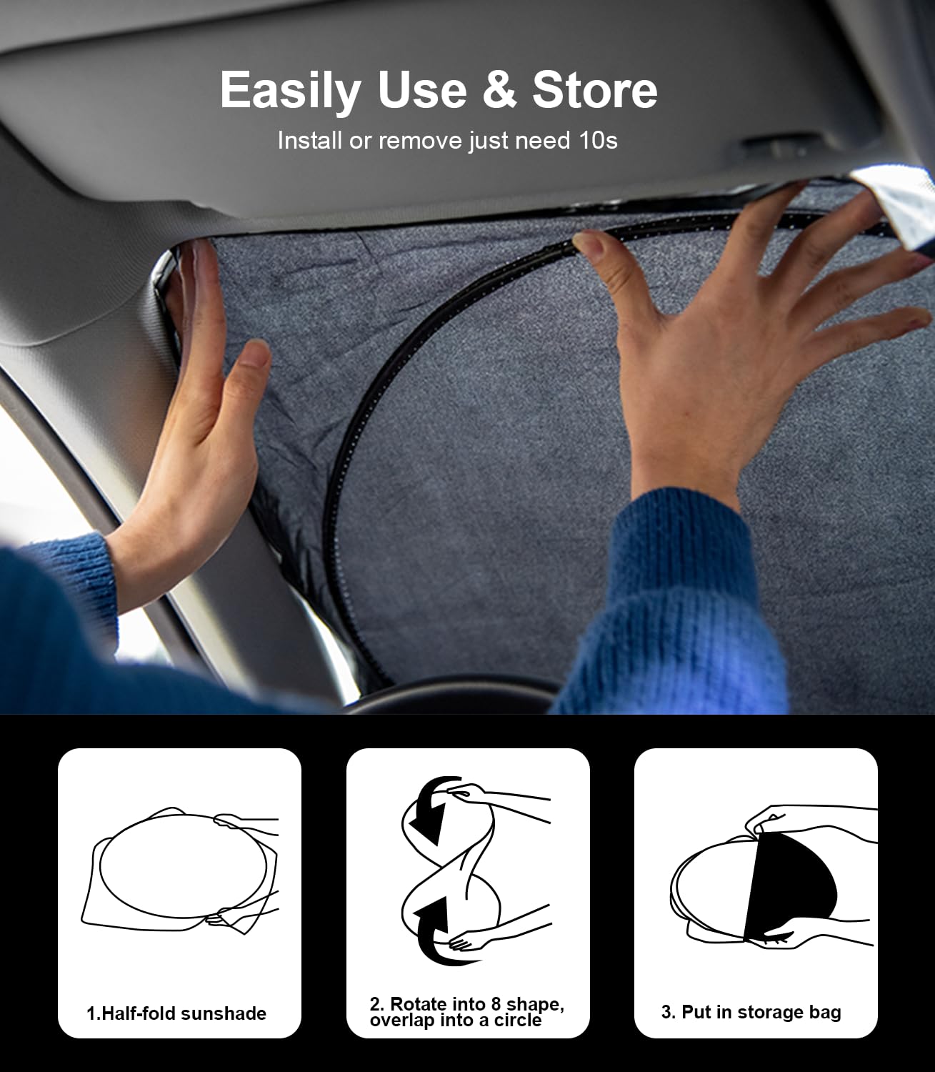 Custom Windshield Sunshade for Audi A4 A5 & S5 RS5 2018-2022 2023 2024 2025 Front Window Shades Cover for Windshield Sun Visor Screen Protector 210T Reflective Blocks UV Rays Cool Car Accessories
