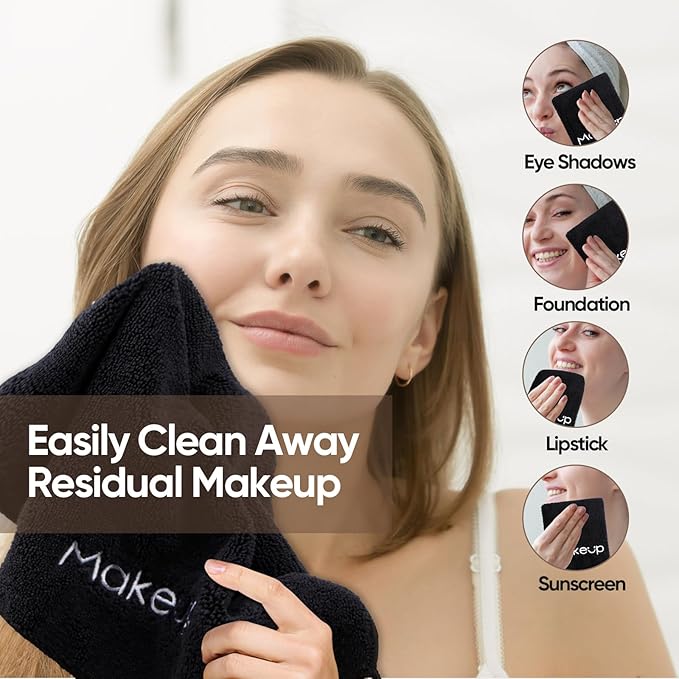 HOMEXCEL Makeup Remover Cloth 6 Pack, Premium Washable Soft 13x13 Inch Facial