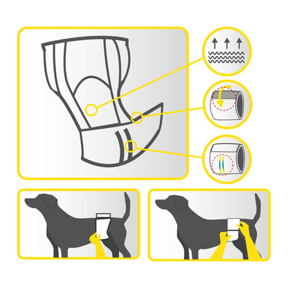 Croci Dog Nappy - Male Dog Diapers - Dog Underpants for Pee - Hygiene Wrap Diaper for Male Dogs, Anti-odour, Disposable, 12 Pieces, Size XL, 60-85 cm