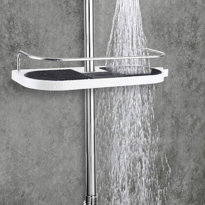 homeasy Bathroom Shower Shelf, Shower Caddy/Tidy No Drilling Shower Holders Storage for Soap Shampoo Shower Rack Hanging with Buckle and Shower Head Hook Suit 19mm-25mm Shower Rail