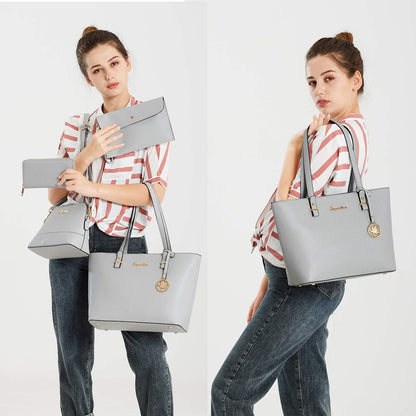 Soperwillton Handbags and Purses for Women Shoulder Tote Bags Top Handle Satchel Purse Set 5pcs