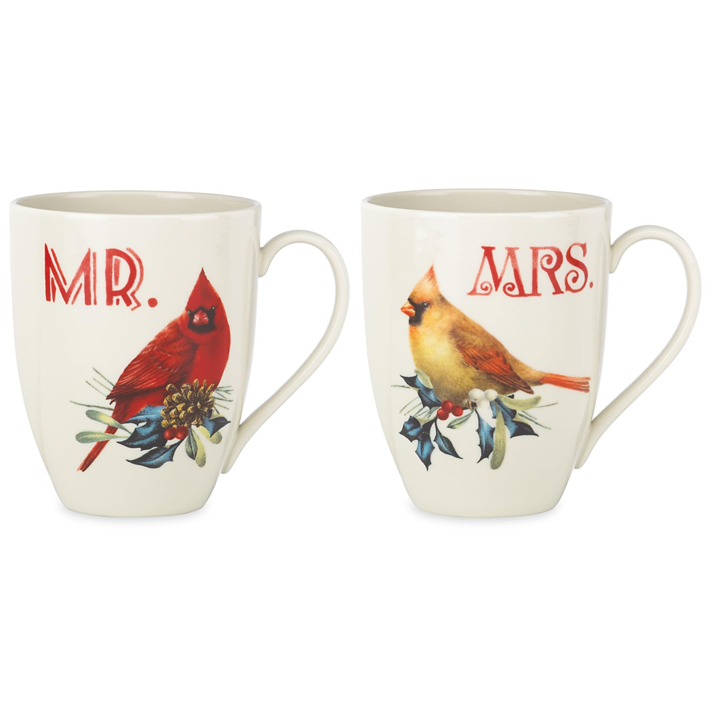 Lenox 863973 Winter Greeting 2-Piece Mr & Mrs Mug Set, Christmas Drinkware, Holiday Hosting