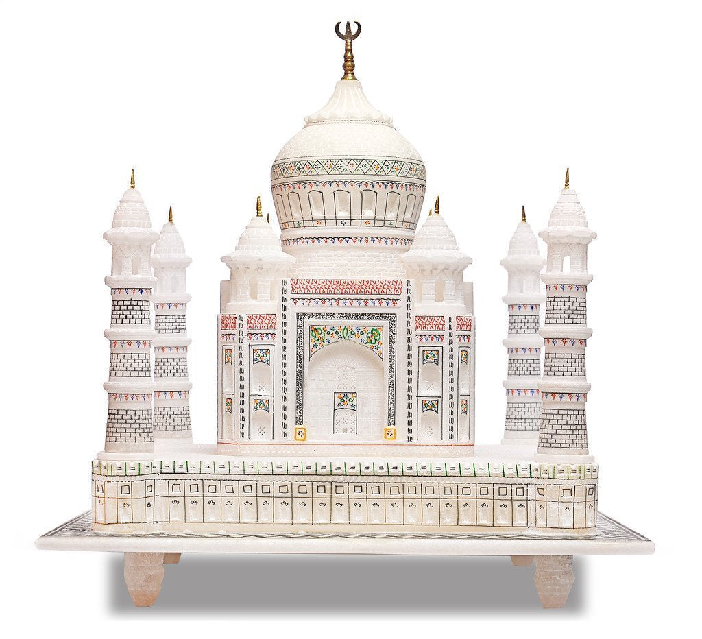 craftslook 7 Inch Taj Mahal Marble Replica – Handmade Miniature Model from India, Agra Souvenir, Symbol of Love – Home Decor Gift, Collectible Architecture Set, Indian Handicraft
