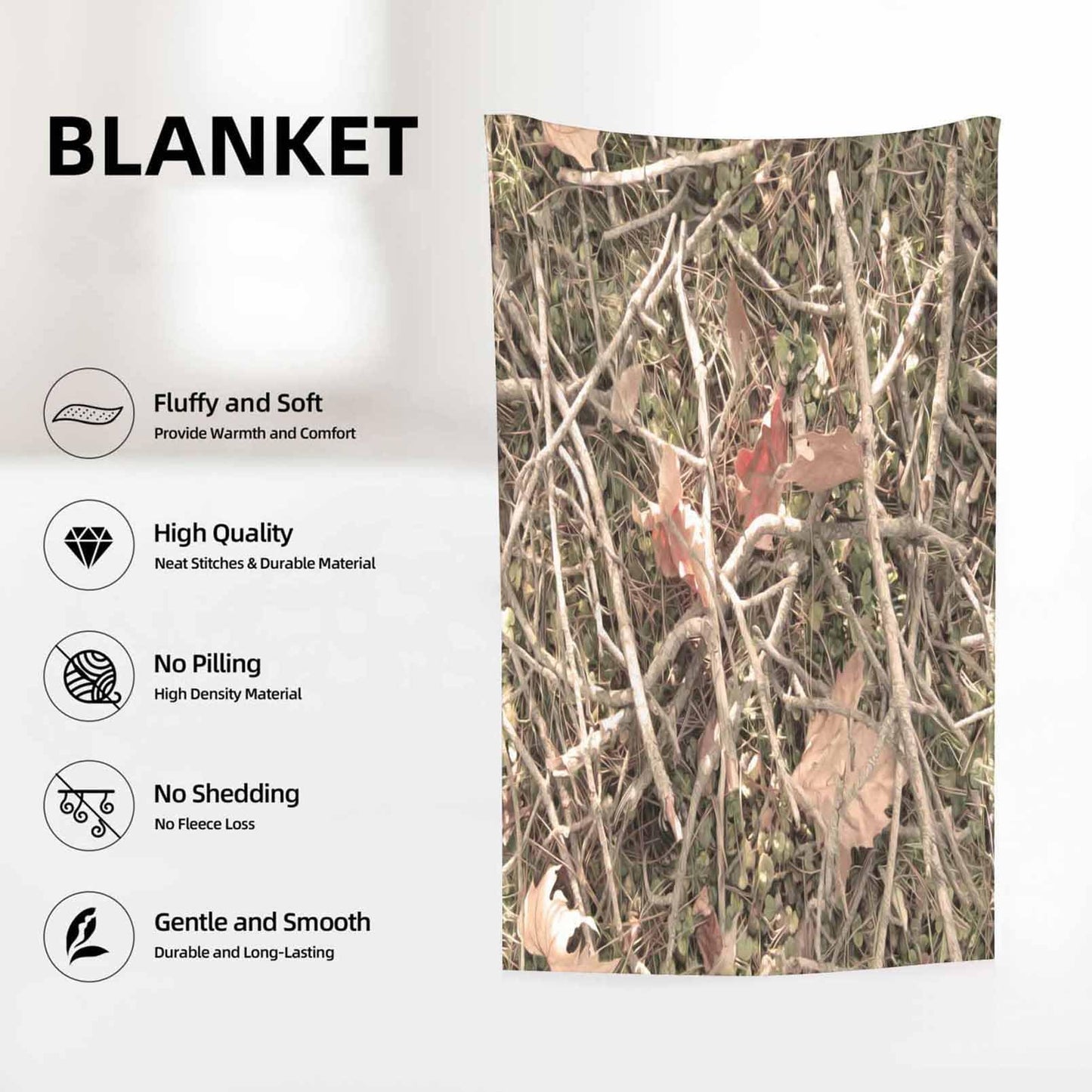 Throw Blanket 60x80 Inch,Camouflage Camo Forest Cozy Soft Lightweight Fuzzy Flannel Blanket 80x60 Inch Suitable for Couch Bed Sofa Living Room in All Seasons