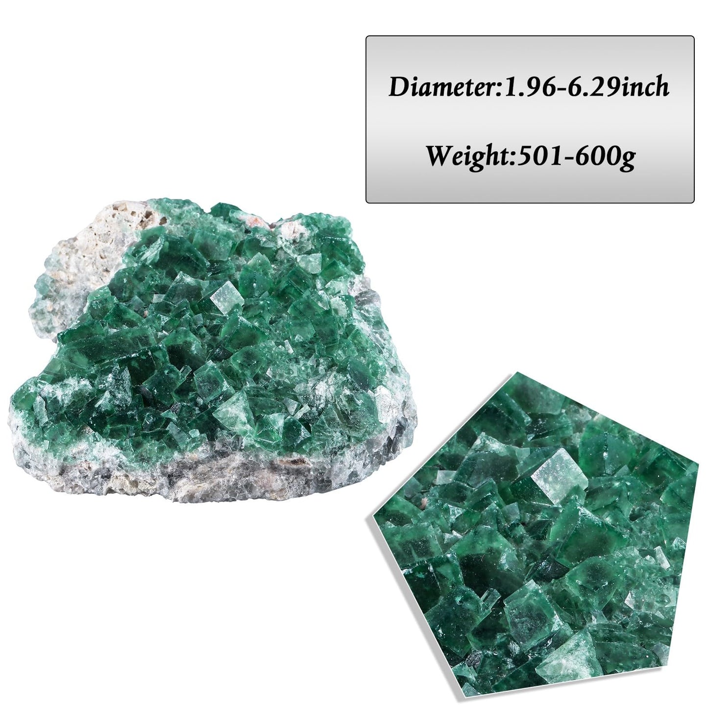 TUMBEELLUWA Natural Green Fluorite Crystal Cluster Geode Druzy Specimen Mineral Raw Stone for Healing, Witchcraft, Home Decor (501g-600g)