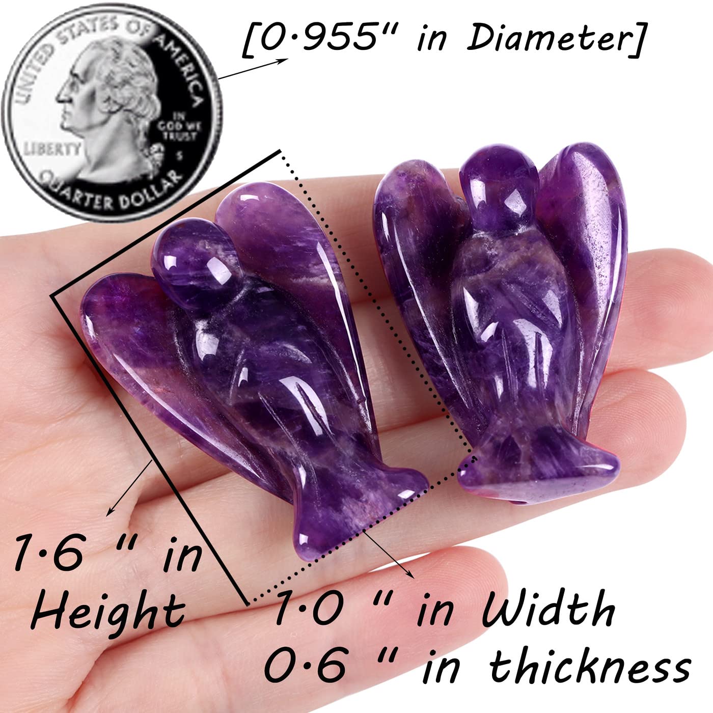 QINJIEJIE Bundle of Amethyst Crystal Tree and Guardian Angel Gemstone Decor Statue Polished Crystal Natural Reiki Gemstone Tree Life Stone Base Copper Wire Office Desk Room Home Decor Gift