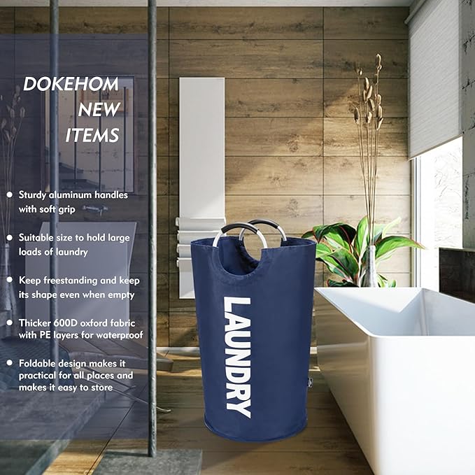 DOKEHOM 125L X-Large Collapsible Washing Laundry Basket Bag