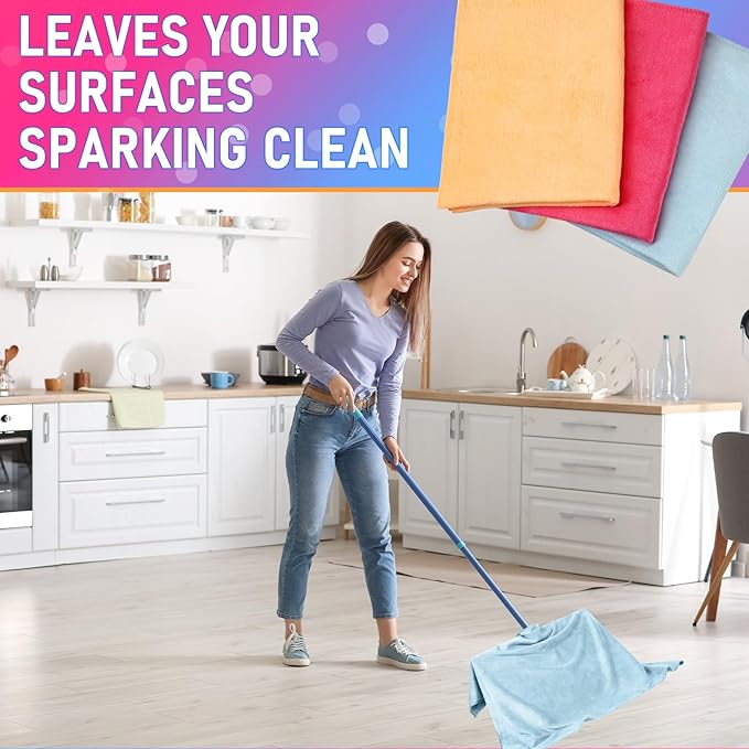 Newwiee 6 Pcs Extra Large Microfiber Cleaning Cloth 30" x 20" Washable Reusable