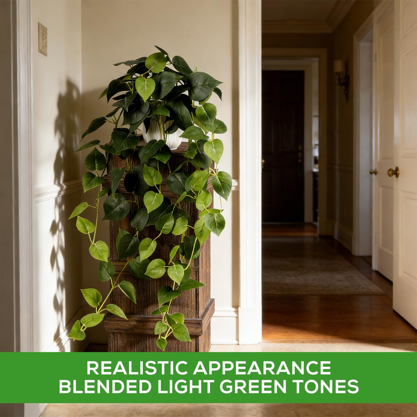 Tuvalud Fake Plants,Artificial Plants Indoor Faux Silk Hanging Pothos Fake Plants for Home Decoration, Low Cost and Easy Maintenance