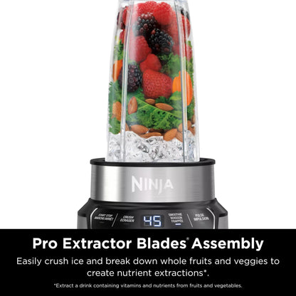 Ninja Fit Compact Personal Blender, Portable Blender for-Smoothies, Shakes, Food Prep, and Frozen Blending, 700-Watt Base, (2) 16-oz. Cups and Spout Lids, Black QB3001SS