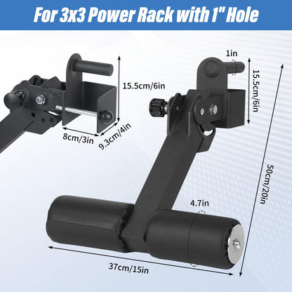 Nordic Hamstring Curl Squat Rack Attachment for 3x3 Power Rack with 5/8" or 1" Hole - Adjustable Power Rack Leg Lock with High-Density Recovery Foam Padding, Home Gym Equipment for Leg Workouts