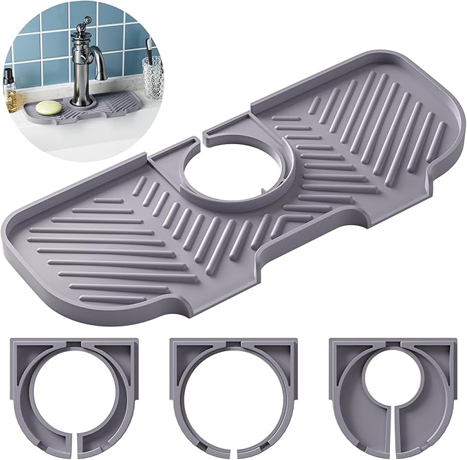 Faucet Mat for Kitchen Sink，6° Slope Sink Splash Guard，Splash Guard for Kitchen