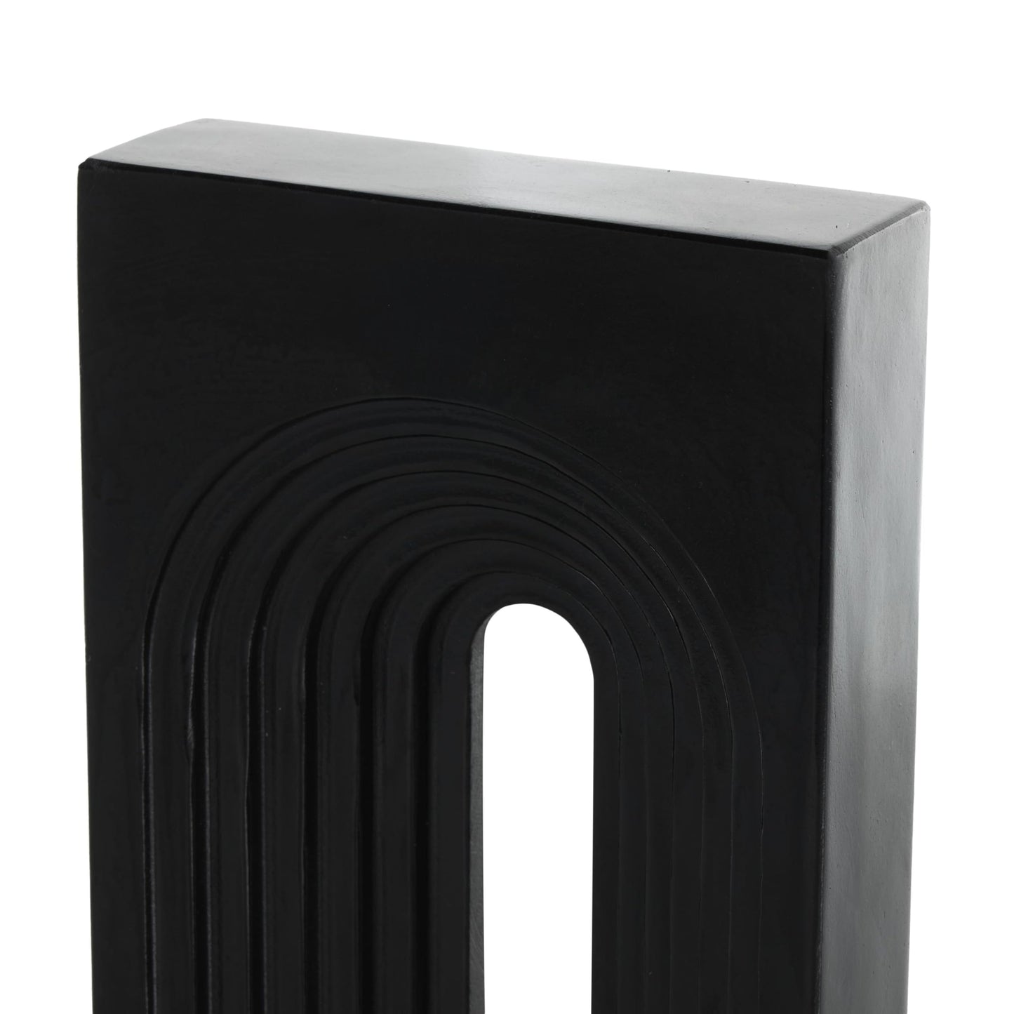 Deco 79 Marble Geometric Decorative Sculpture Rectangular Home Decor Statue with Arched Groove Interior, Accent Figurine 7" x 2" x 11", Black