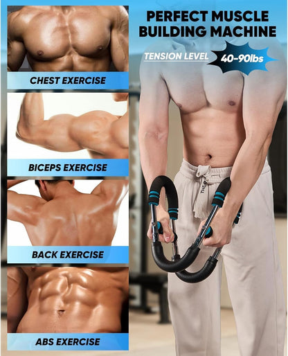 Saker Twister Arm Trainer, 40-100lb Adjustable Chest Workout Equipment, Arm Trainer, Twister Arm Trainer, Portable Power Twister Bar, Detachable Design Fitness Anywhere (Blue)