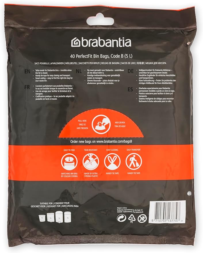 Brabantia PerfectFit Trash Bags Thick Plastic Trash Can Liners