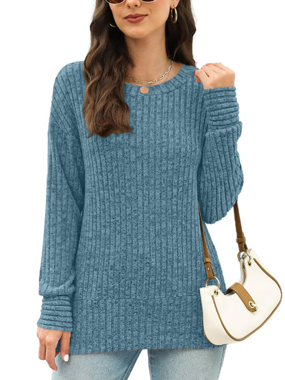 JomeDesign Sweaters for Women Long Sleeve Shirts Crew Neck Sweatshirt Lightweight Casual Tunic Tops