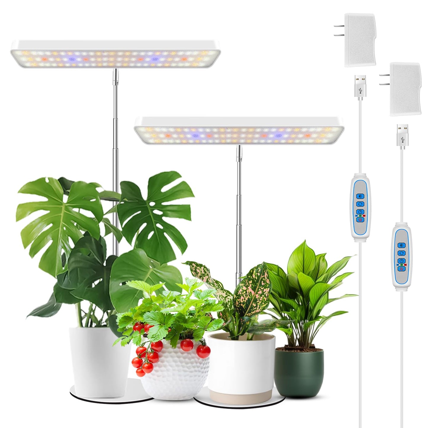 Wiaxulay Plant Grow Light, 78 LEDs Grow Light for Indoor Plants Full Spectrum, Height Adjustable Desk Growing Lamp with Metal Base, Auto Timer 6/12/16Hrs, 3 Lighting Modes, 5 Dimmable Levels,2 Pack