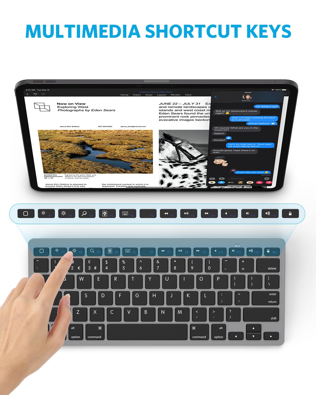 OMOTON Bluetooth Wireless Keyboard for iOS Compatible with iPad Pro/Air/Mini, iPhone and More, UK QWERTY Keyboard Layout, Space Grey