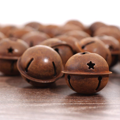 30 Pieces Christmas Rustic Bells Metal Sleigh Rusty Bells Primitive Look Bells Star Cutouts for Holiday Craft Home Decoration