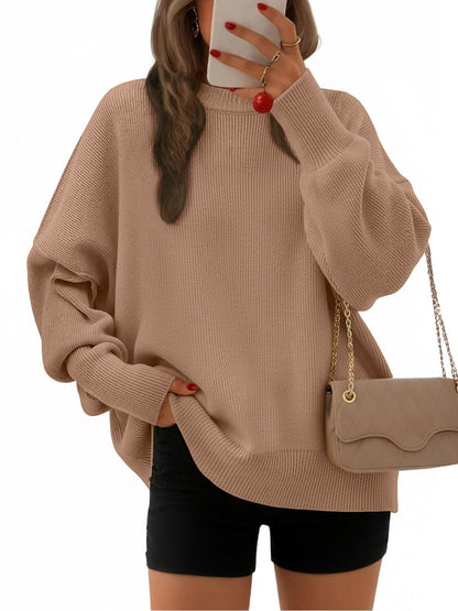 EFAN Women's Oversized Sweaters 2025 Fall Crewneck Batwing Sleeve Pullover Sweaters