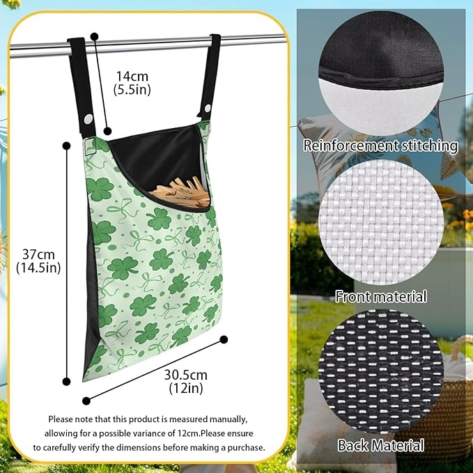 2 Pcs Clothespin Bag, Laundry Hanging Bag Fits Clothes Lines, Pin Bag