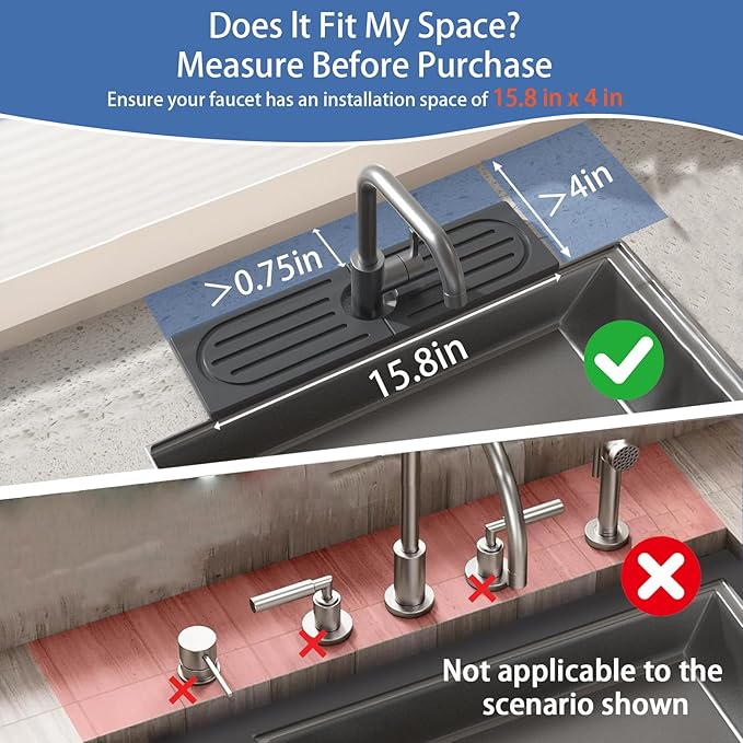Fast Drying Kitchen Sink Splash Guard, Durable Stone Kitchen Faucet Mat