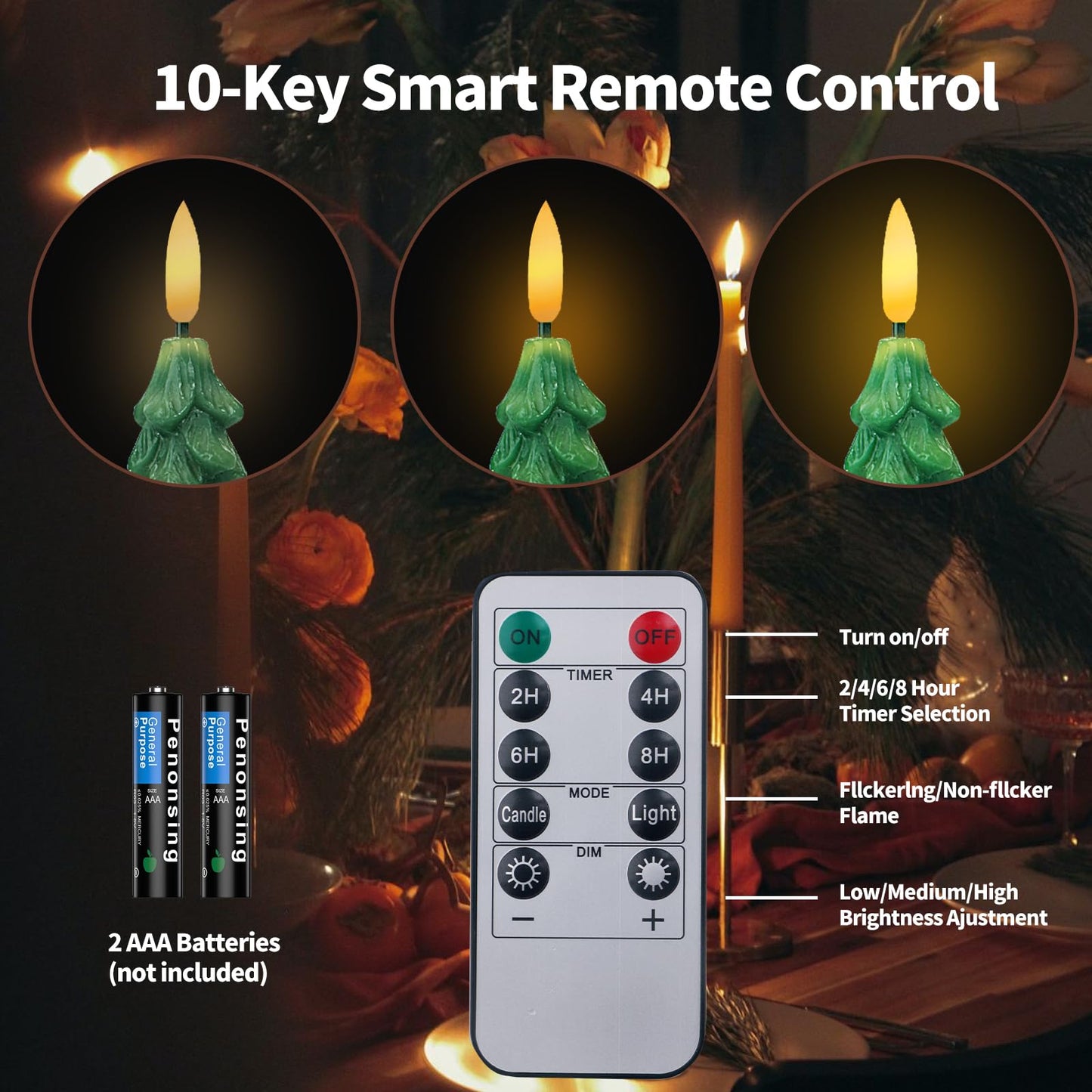 XingsLight LED Flameless Taper Candles with Remote & Timer – 12 Pack Battery Operated Christmas Window Candles, Warm White Flickering Light, Safe Realistic Flame for Holiday Table & Home Décor