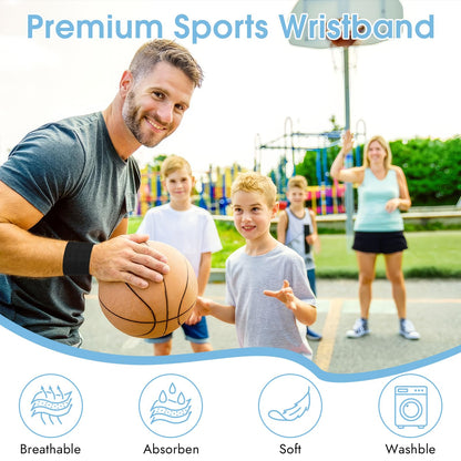 PEASUG 8 Pcs Sports Wrist Sweat Bands for Men & Women，Absorbent Wrist Sweatbands Tennis Wristbands, Elastic Wrist Bands for Sweat for Basketball Tennis Football Gym Running Working Out, Black