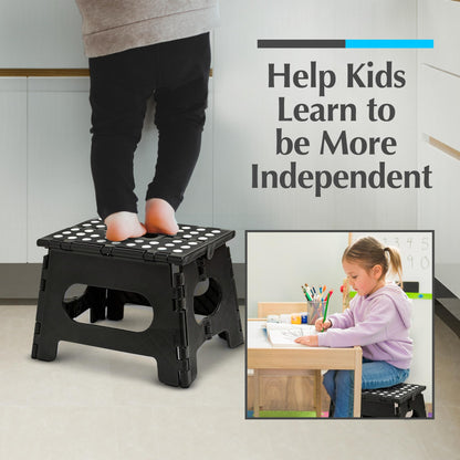 Handy Laundry - Folding Step Stool is Sturdy Enough to Support Adults and Safe Enough for Kids. Opens Easy with One Flip. Great for Kitchen, Bathroom or Bedroom (Black)