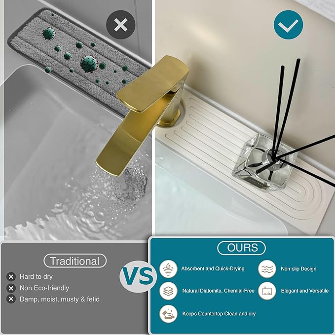 Faucet Mat for Kitchen Sink, Stone Drying Mat for Kitchen Counter, Stone Mat