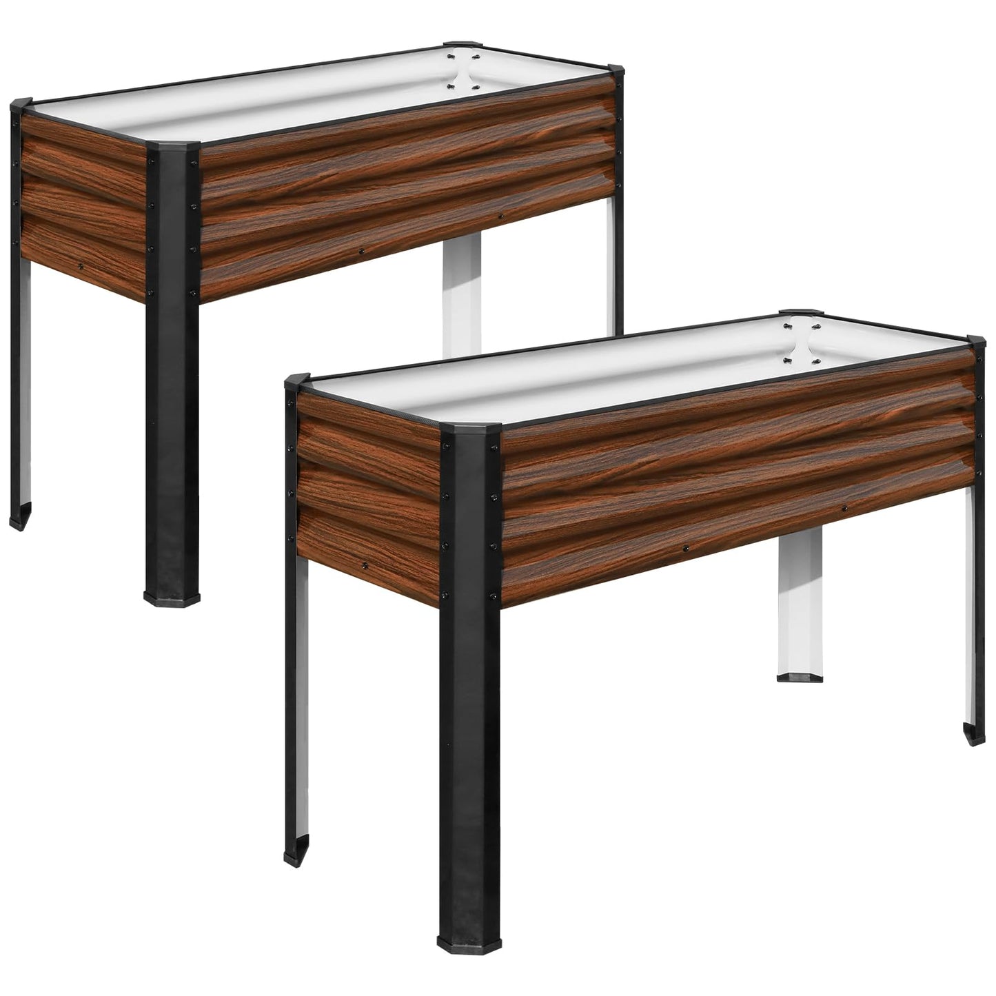 SnugNiture Raised Garden Bed with Legs, 2PCS 48×18×32in Outdoor Metal Elevated Raised Planter Box for Backyard, Patio, Balcony