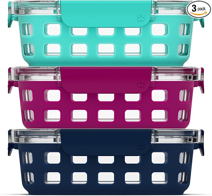 Ello Duraglass 3.4 Cup Meal Prep Sets 6Pc, 3 Pack Set- Glass Food Storage