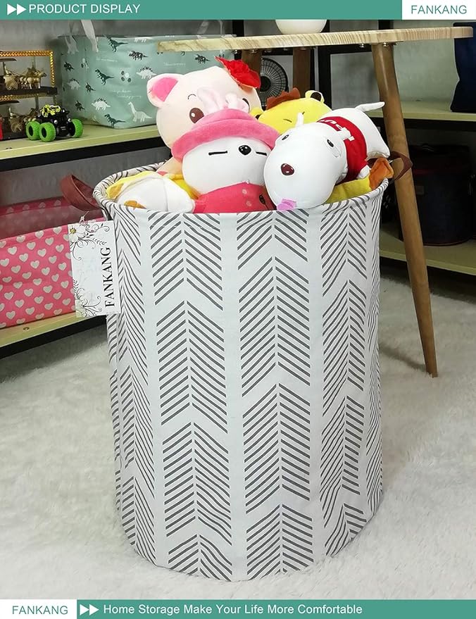 FANKANG Storage Basket, Nursery Hamper Canvas Laundry Basket Foldable
