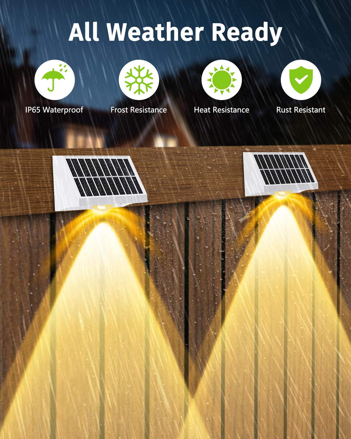 Solar Fence Lights Outdoor Waterproof High Brightness LED Spot Lens Deck Lights 7 Mode Warm & Cool White RGB Solar Powered Wall Lighting Decor for Outside Patio Step Backyard Railing - 8 Pack(White)