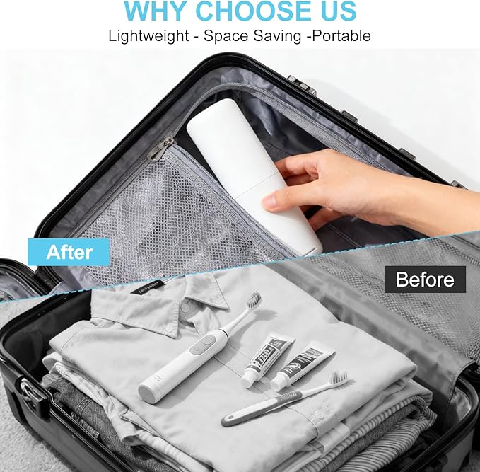 Travel Toothbrush and Toothpaste Case, Portable Tooth Brush Holder, Large White