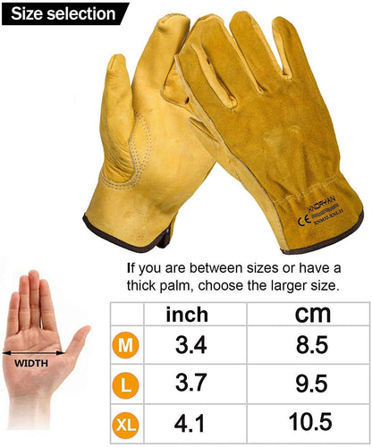 Xndryan 2 Pairs Gardening Gloves for Men Women, Heavy Duty Gardening Gloves Thorn Proof Garden Gloves Leather Work Gloves for Yard, Garden, Mechanic, Welding(XL)