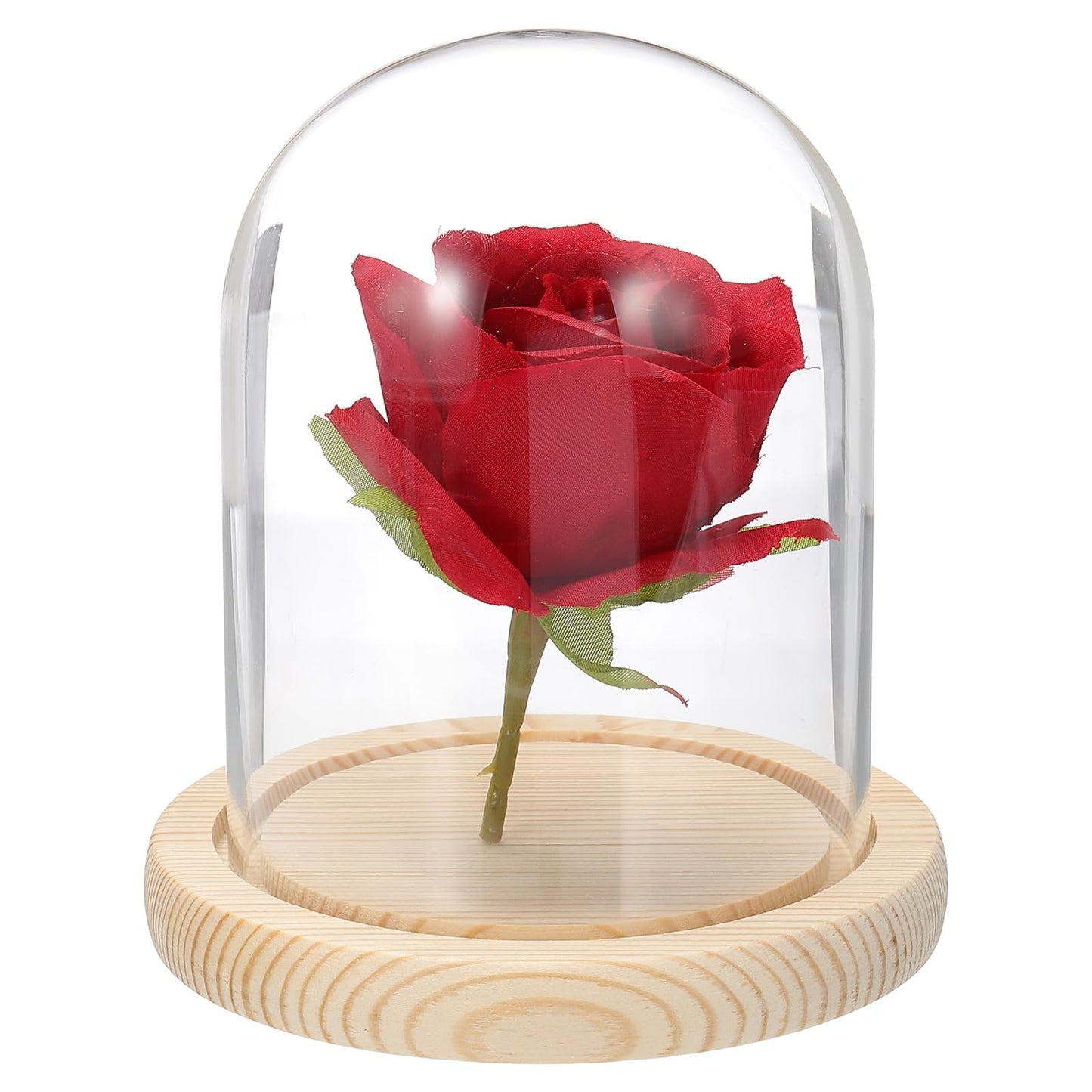 uxcell Glass Cloche Display Dome, 4.7" x 3.5" Glass Dome Display Case Wood Base Tabletop Jar Case Decorative Bell Jar for Plant Home Decor Office Wedding Party, Natural