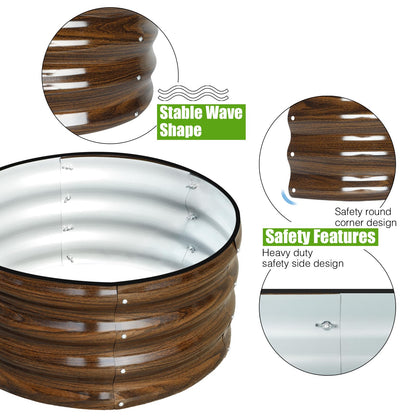 SnugNiture 3 Pcs 2x2x1ft Round Galvanized Raised Garden Bed Kit Outdoor, Metal Planter Box for Planting Plants Vegetables, Brown